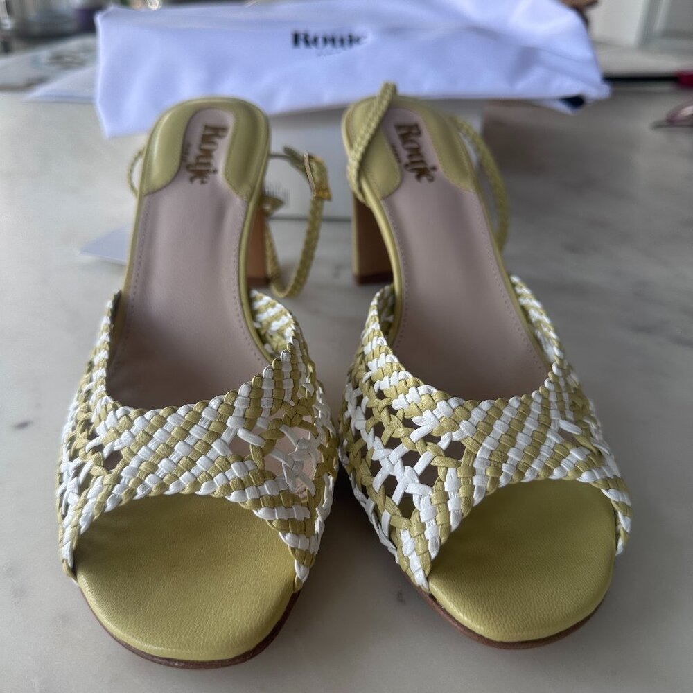 ROUJE Liz Sandals in yellow and white, size 39 ~ NIB!